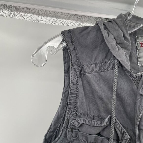 Mudd Womens Sleeveless Utility Vest Hoodie Gray Size Small - Picture 5 of 8